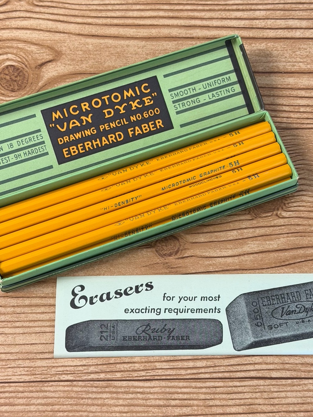 Vintage Eberhard Faber Van Dyke Microtomic Drawing Pencil Box No. 600 5H USA